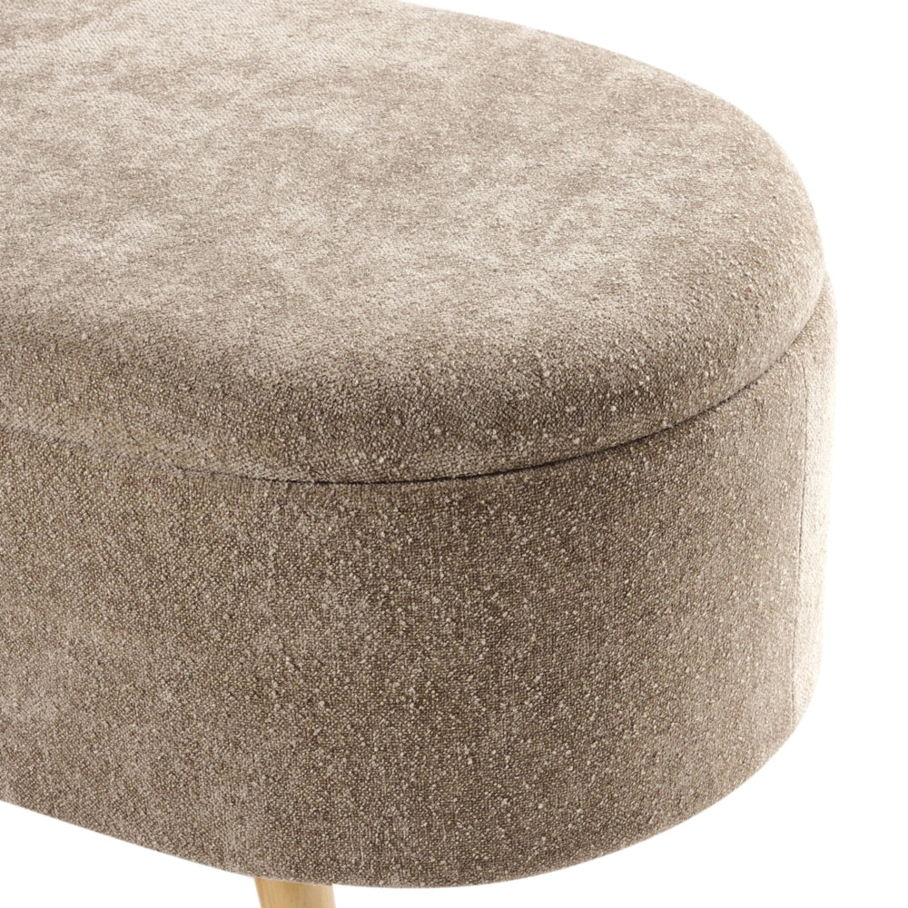 Panca in tessuto cinigliato marrone chiaro con gambe in legno di pino e contenitore per camera da letto, soggiorno e accessori