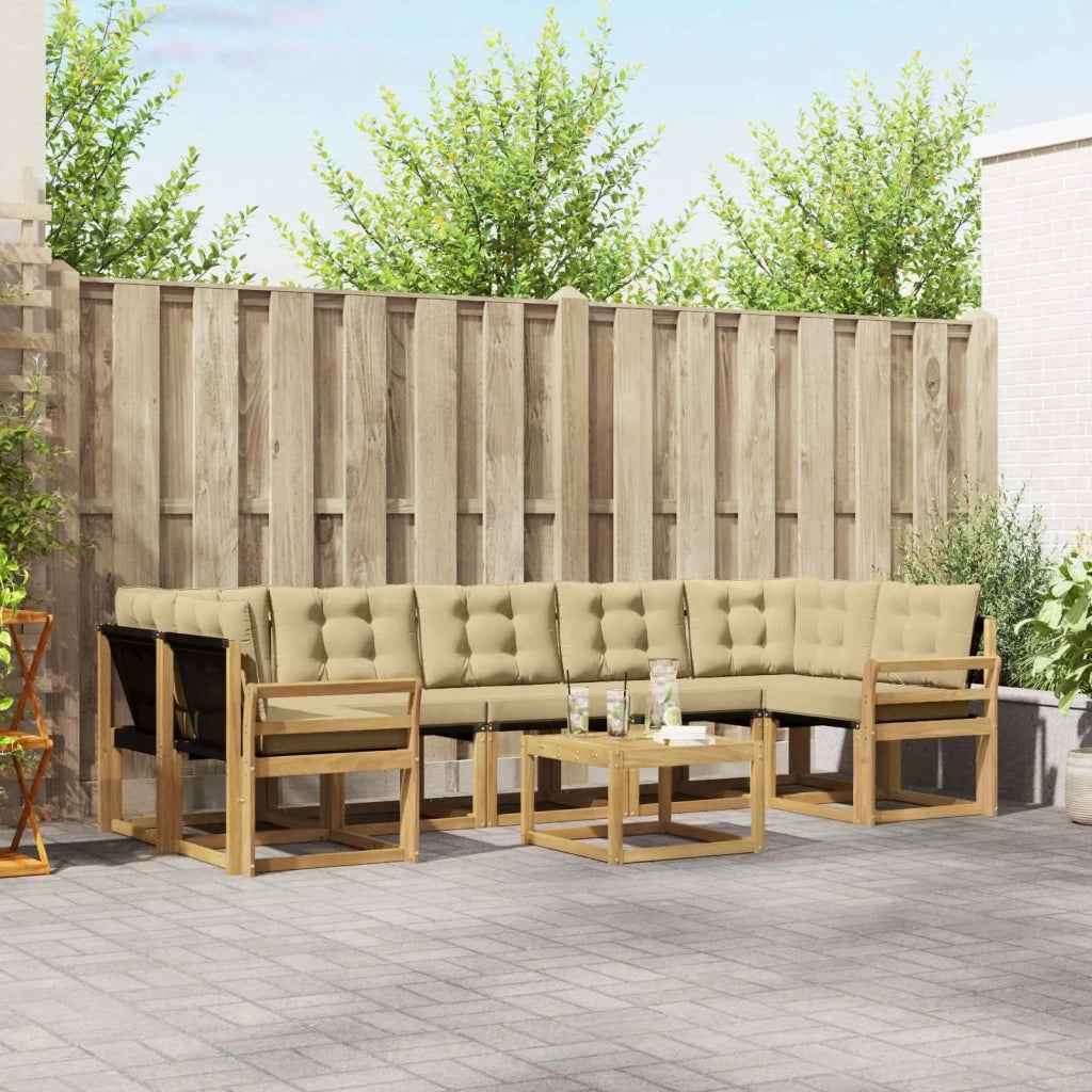 Set di divani da esterno con cuscino 8 pcs Bianco e Beige