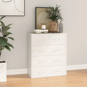 Credenza con 4 Cassetti-Buffet-Armadio da cucina 60x30,5x71 cm Bianco lucido