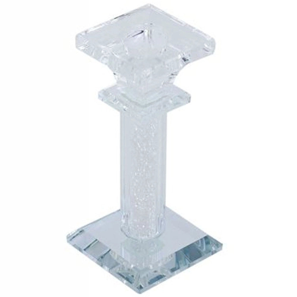 Trade Shop - Porta Candela Vetro Diamanti Candeliere Idea Regalo Bomboniera Cristallo 6x6x13 -