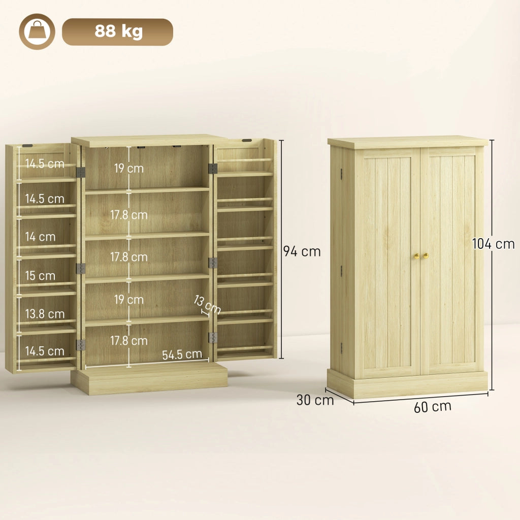 Mobile Dispensa con 12 Rastrelliere Spezie ¨C Zephmum ¨C Legno Naturale 104x40x200