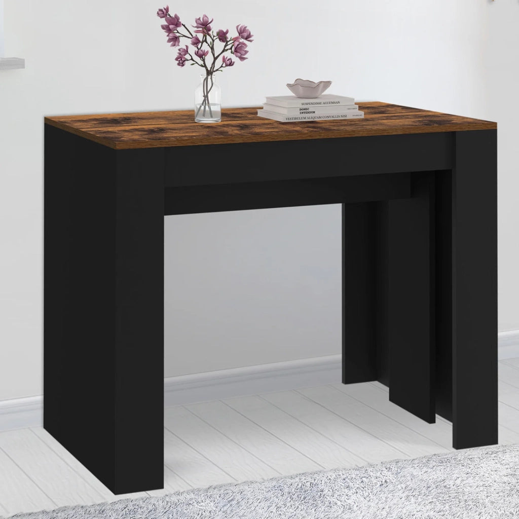 IDMarket - Consolle allungabile ORLANDO, 10 posti, 235 cm, legno effetto invecchiato e nero