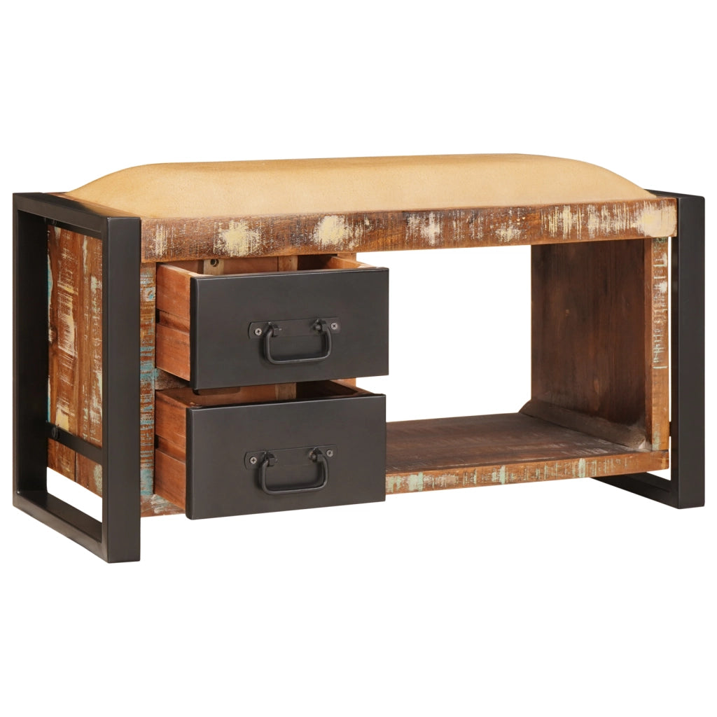 Panchina da archiviazione Multicolore 80x35x40 cm Legno solido di recupero