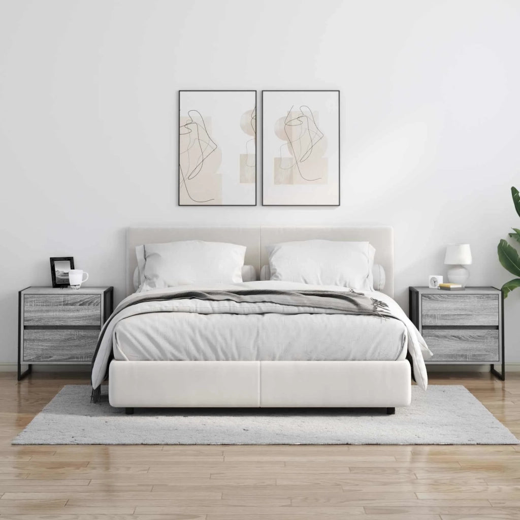 Comodino Grigio Sonoma 50 x 39.5 x 50 cm Legno multistrato
