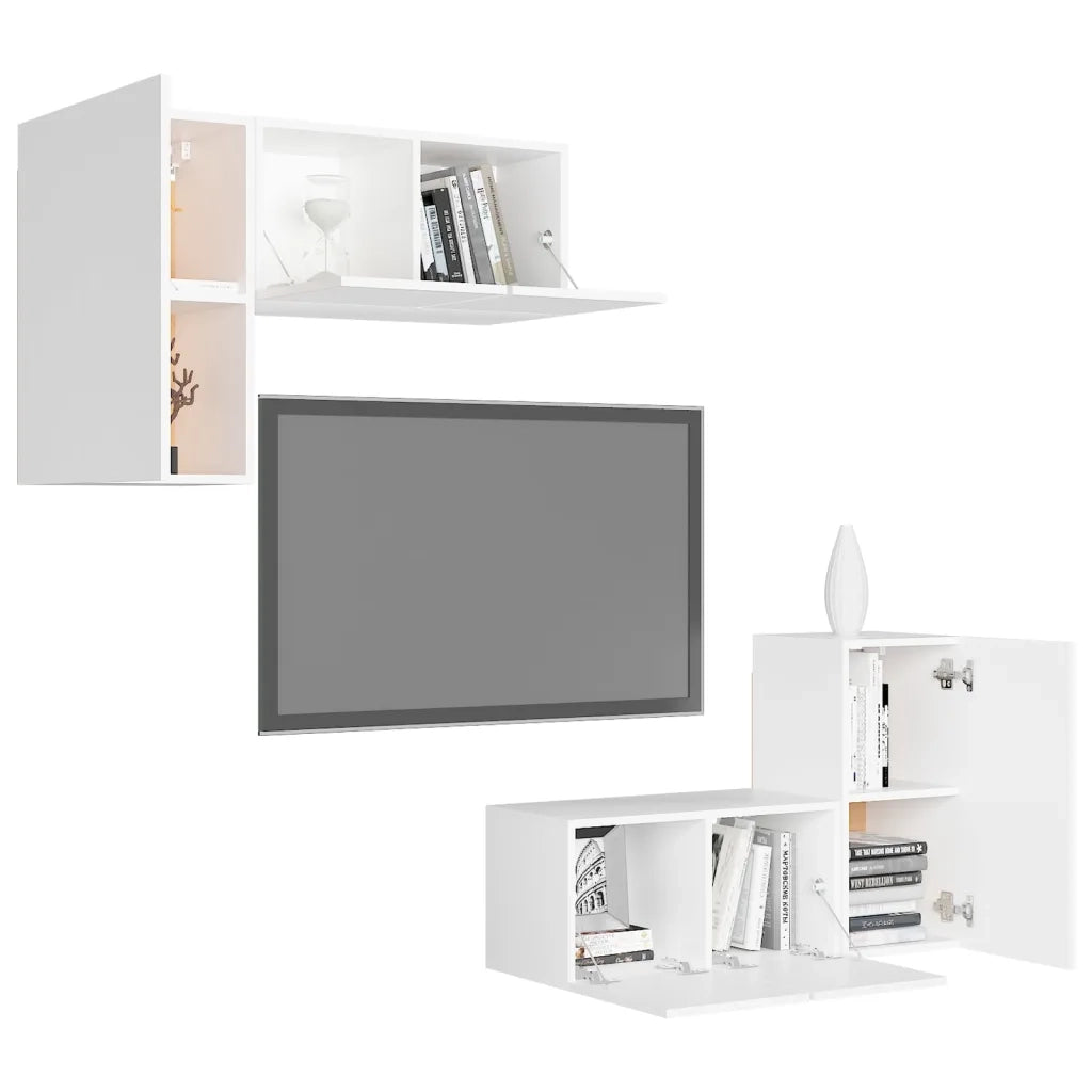 Set Mobili TV 4 pz Bianco in Truciolato cod mxl 33895