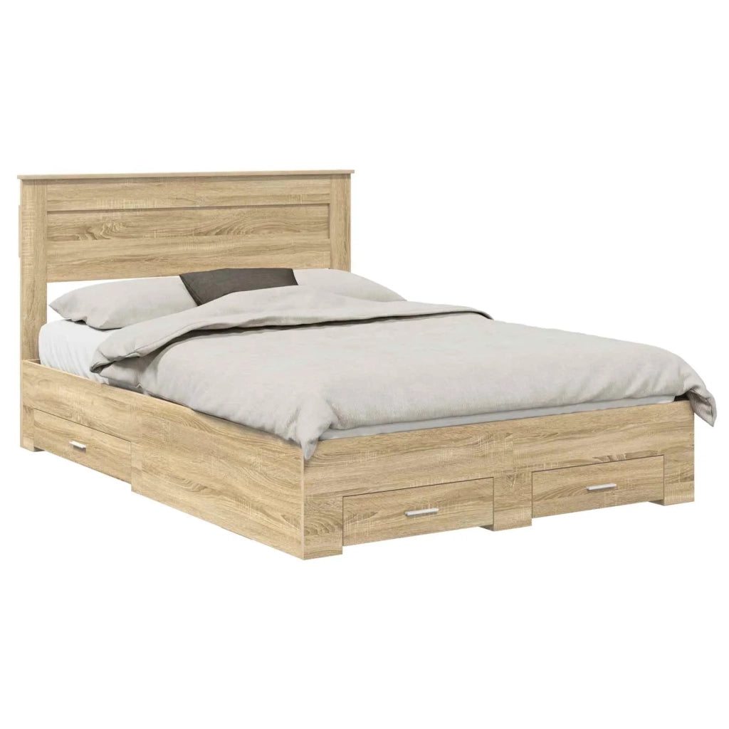 Struttura del letto con testiera Rovere Sonoma 140 x 190 cm