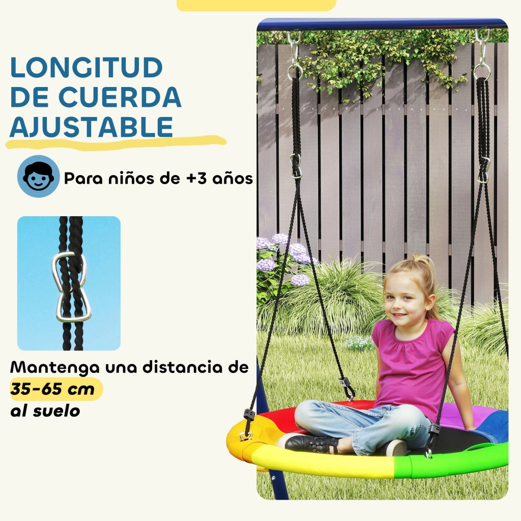 Altalena 6 in 1 per Bambini con Nido e Scivolo ¨C zephmum ¨C 350x183x200 cm Multicolore