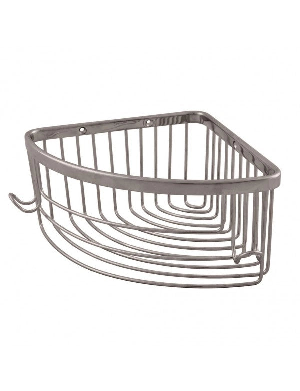 COLORADO Portasapone Angolare Triangolo in Metallo Lucido Ottone Grigio 20,5x20,5 cm