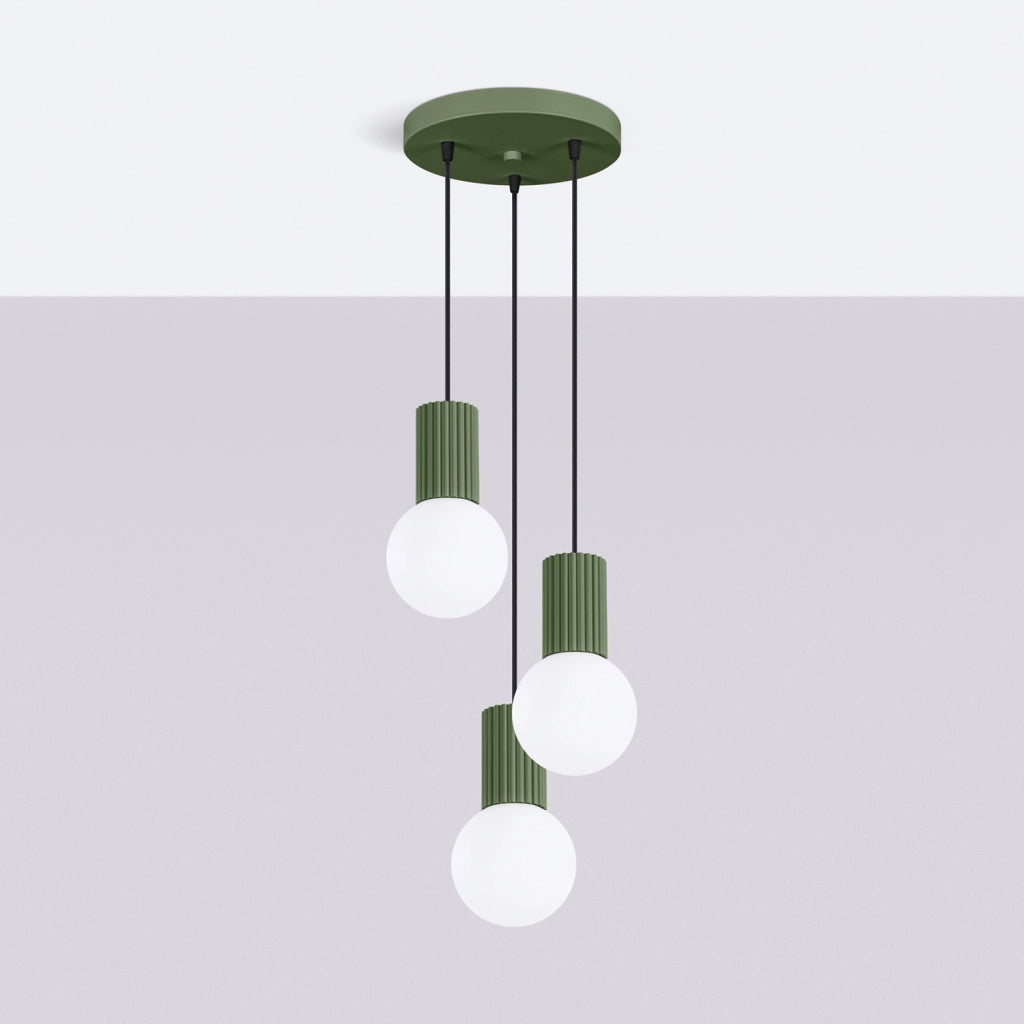 Lampadario moderno rotondo SFERA Pure Lume 3 luci verde