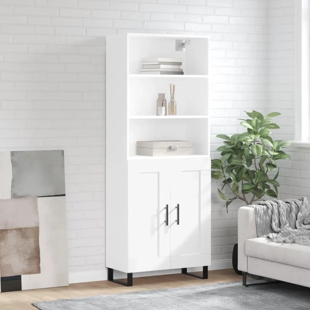 Credenza | Madia | Buffet da pranzo | Armadio da pranzo Bianca 69,5x34x180 cm in Legno Multistrato