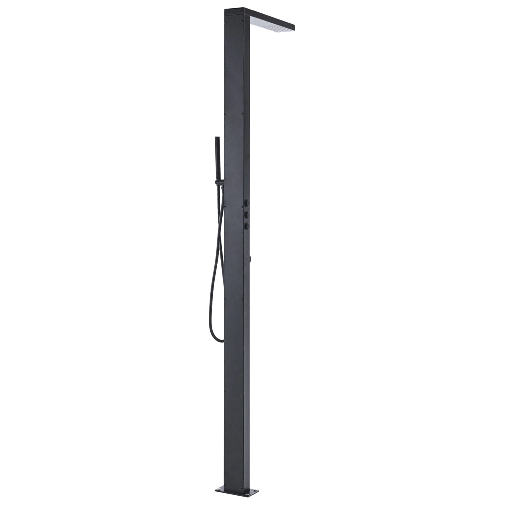 Set Doccia Miscelatore da Giardino per Esterni in Acciaio Inox Nero con Funzione Pioggia Moderno