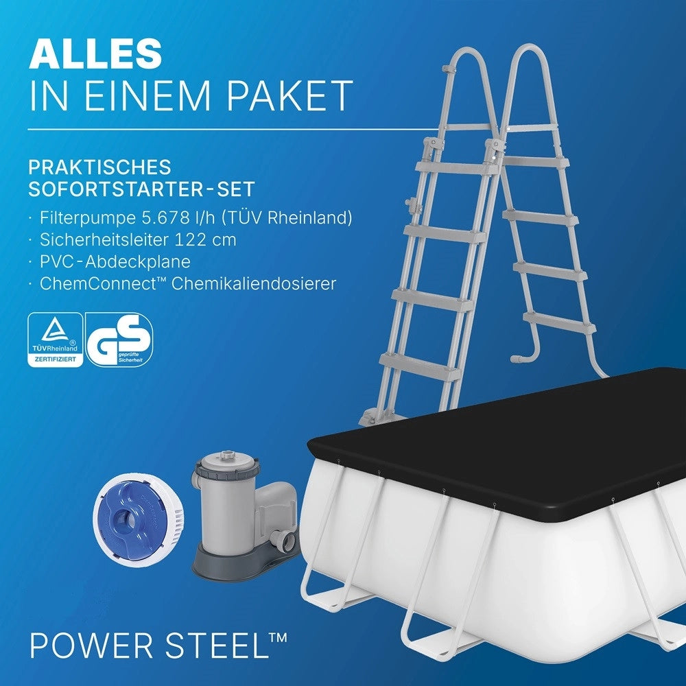 Trade Shop - Piscina Fuori Terra Power Steel Con Struttura Pompa Filtro 549x274x122cm Rettangolare 56465 -