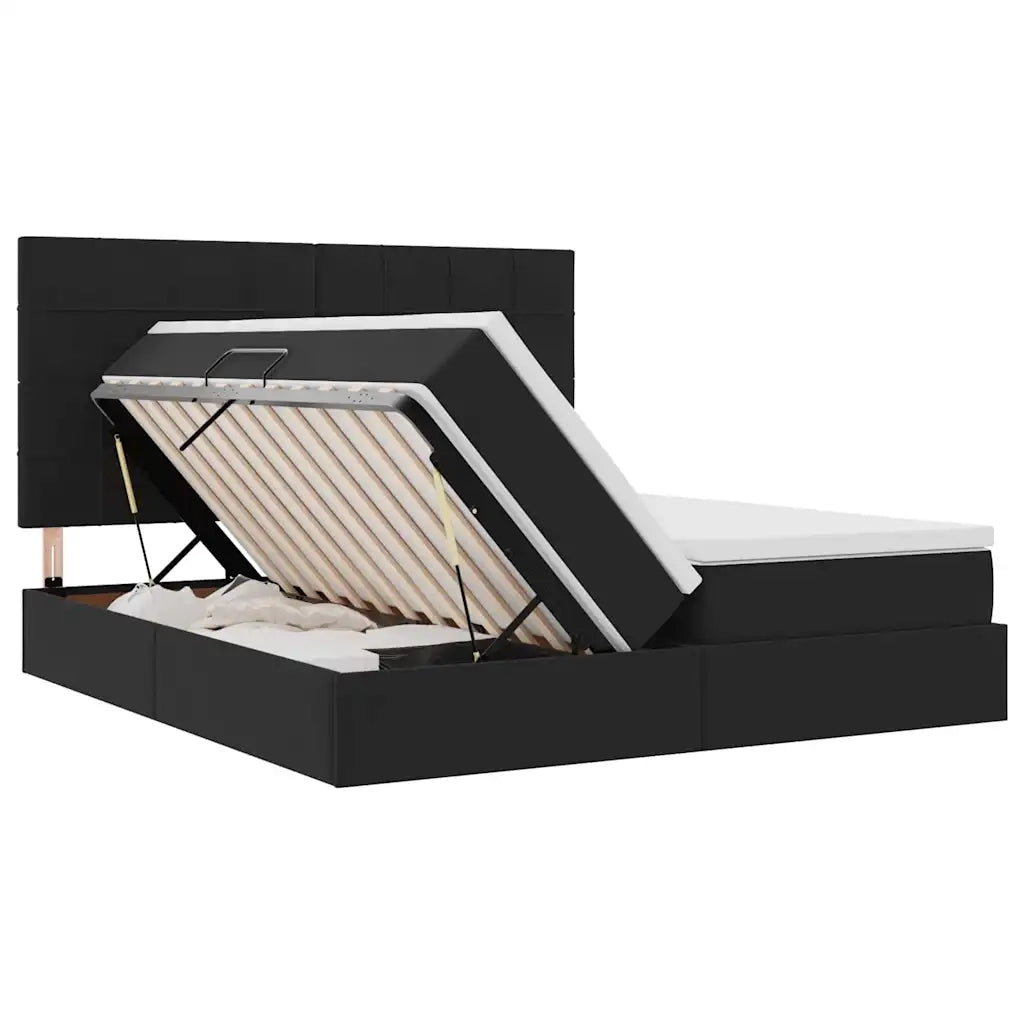 Letto con Contenitore con materasso Nero 200 x 200 cm Velluto