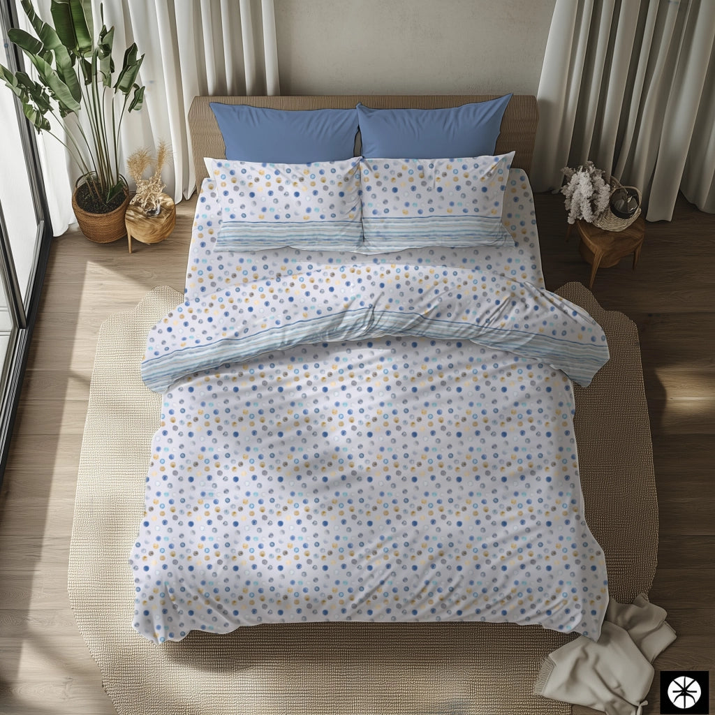 Sasemama, set Completo Letto Matrimoniale in Policotone, blu