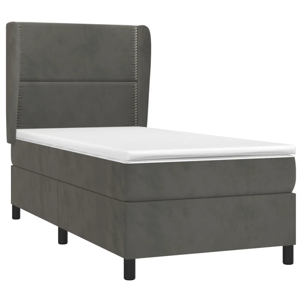 Giroletto a Molle con Materasso-Struttura Letto Grigio Scuro 90x190 cm Velluto 358054