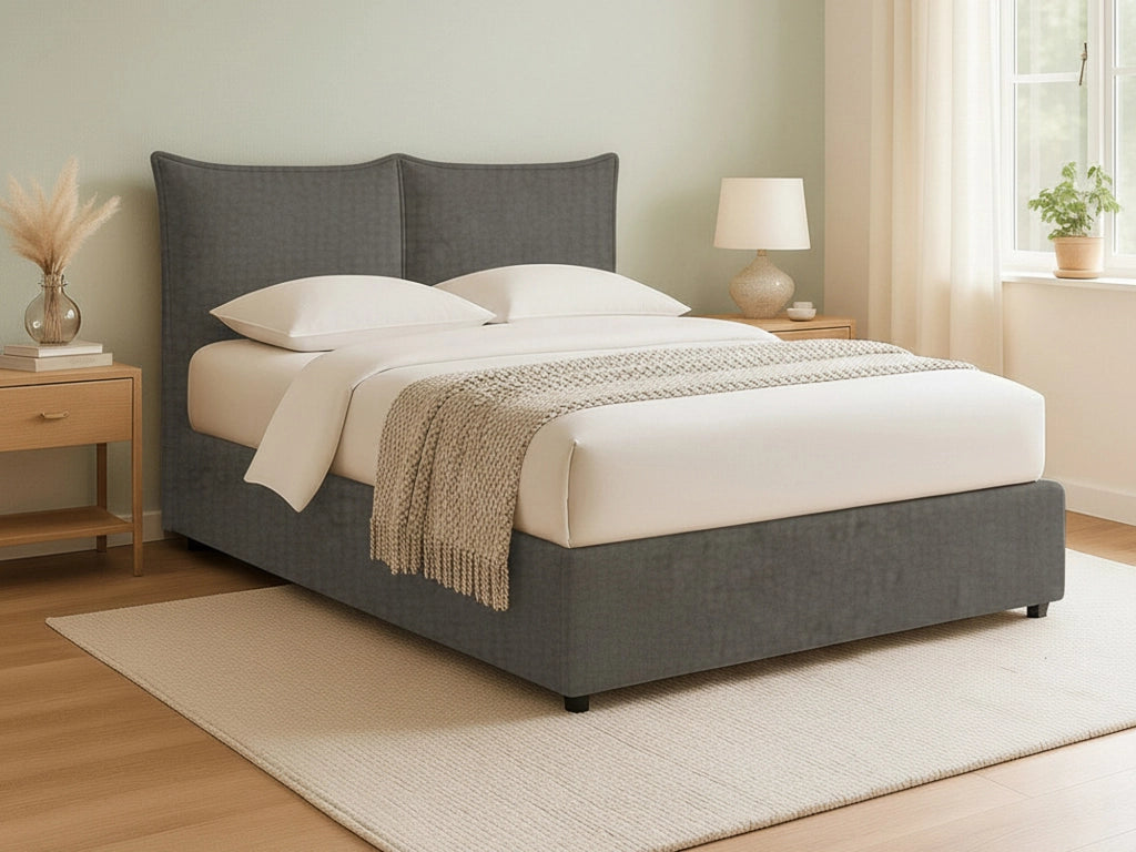 Uckfield, Letto Matrimoniale Sfoderabile Made in Italy, Grigio Tortora