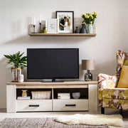 Scorze, Mobile Porta tv 2 Cassetti, 151.5x43.5x49.5h cm Bianco Larice