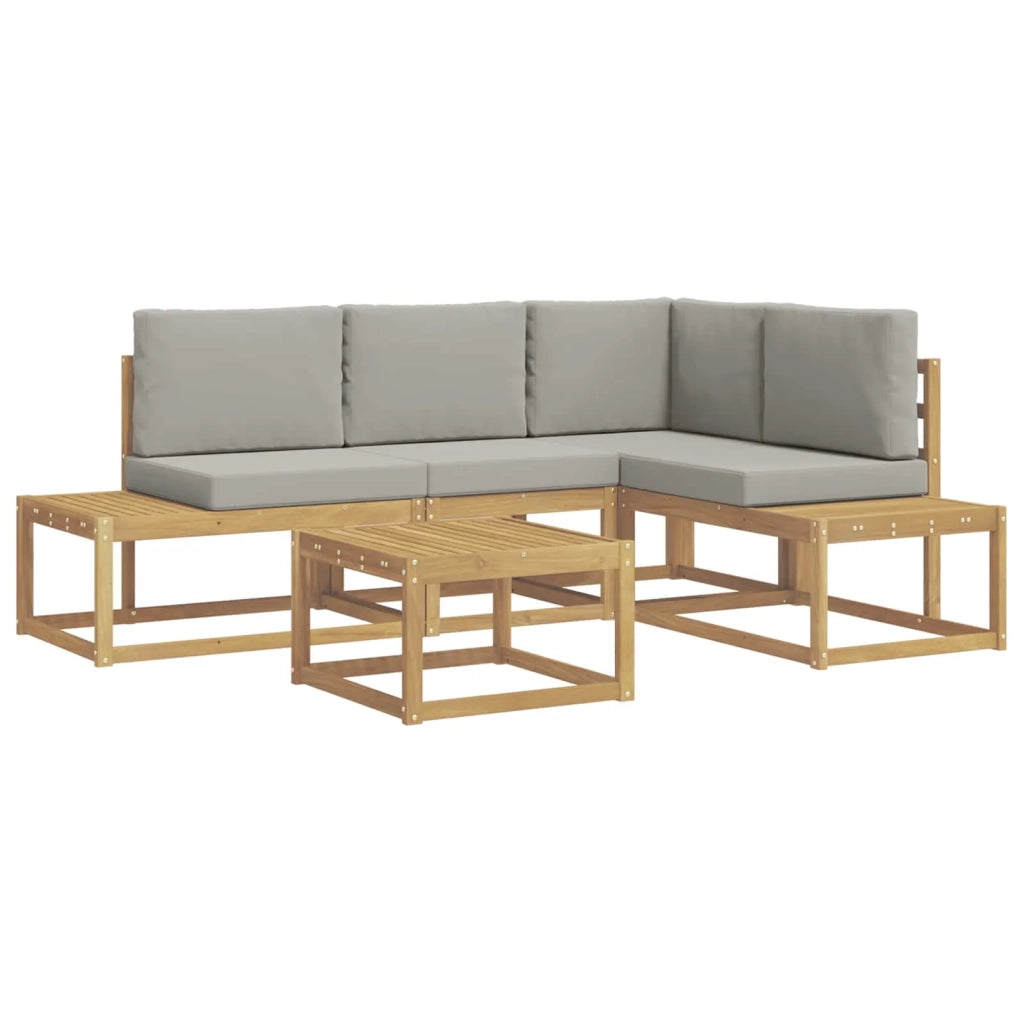 Set di divani da esterno 4 Pezzo Bianco e Grigio Chiaro 3388190