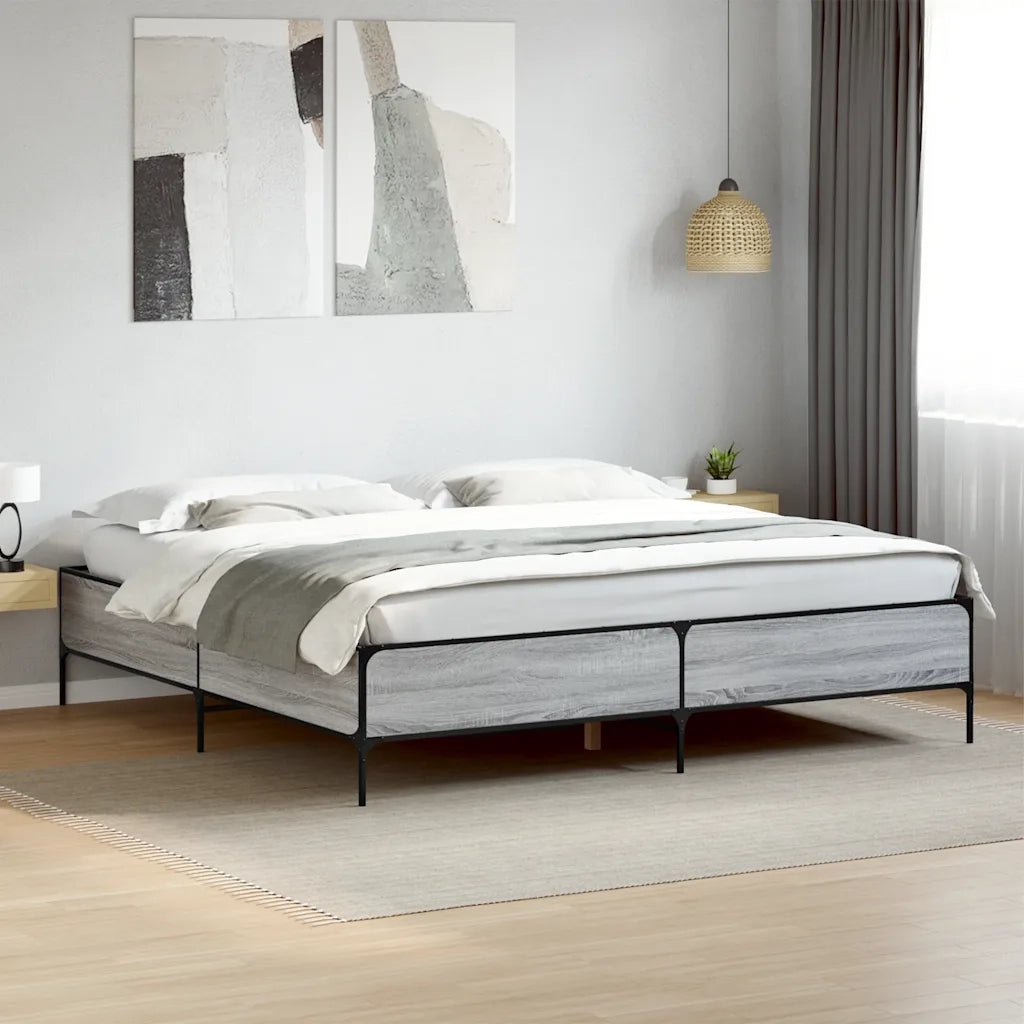 Giroletto Grigio Sonoma 180x200 cm in Legno Multistrato Metallo 3279785