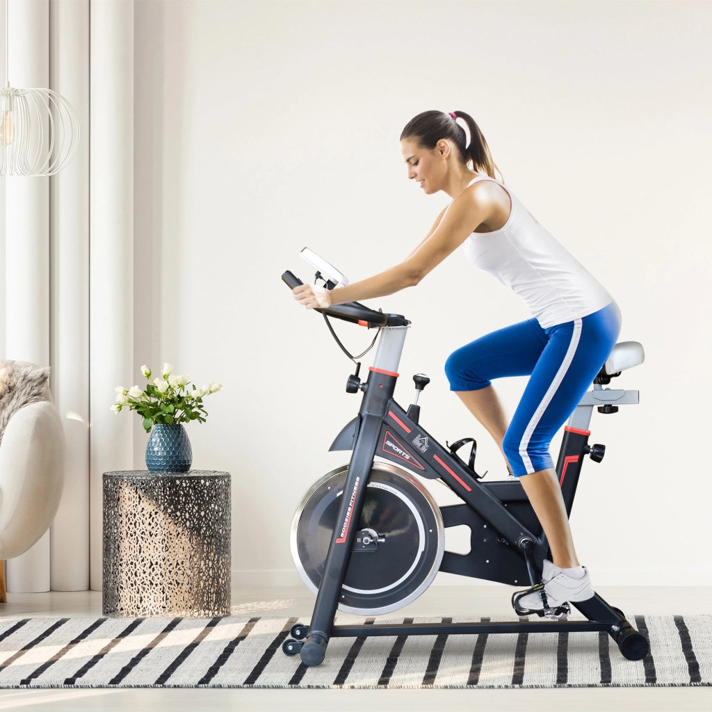 Bicicletta Statica con Volano 8 kg LCD Pulsimetro Sella e Manubrio Regolabili ¨C zephmum ¨C 103x48x115 cm Nero