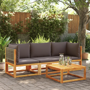 Set di divani da giardino 3 pezzi con cuscini in legno di acacia e rattan