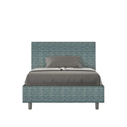 Letto una piazza e mezza contenitore imbottito 120x190 tessuto Aragona 8 blu Adele