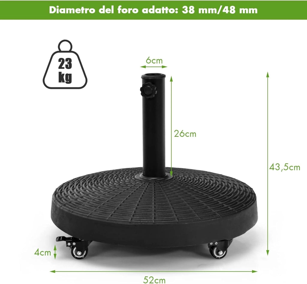 Base per Ombrellone in Resina da 46 cm, Base per Ombrellone Rotondo da 10 kg per Esterni, per Giardino, Spiaggia Piscina (Bronzo (modello5))