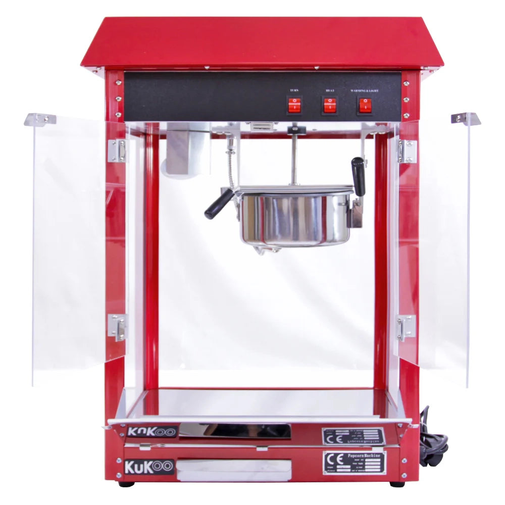 Macchina per Popcorn con Carrello Acciaio Inox Pop Corn Professionale 1370W