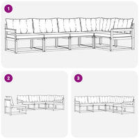 Set di divani da esterno con cuscino 5 pcs Naturale e Beige 3369452
