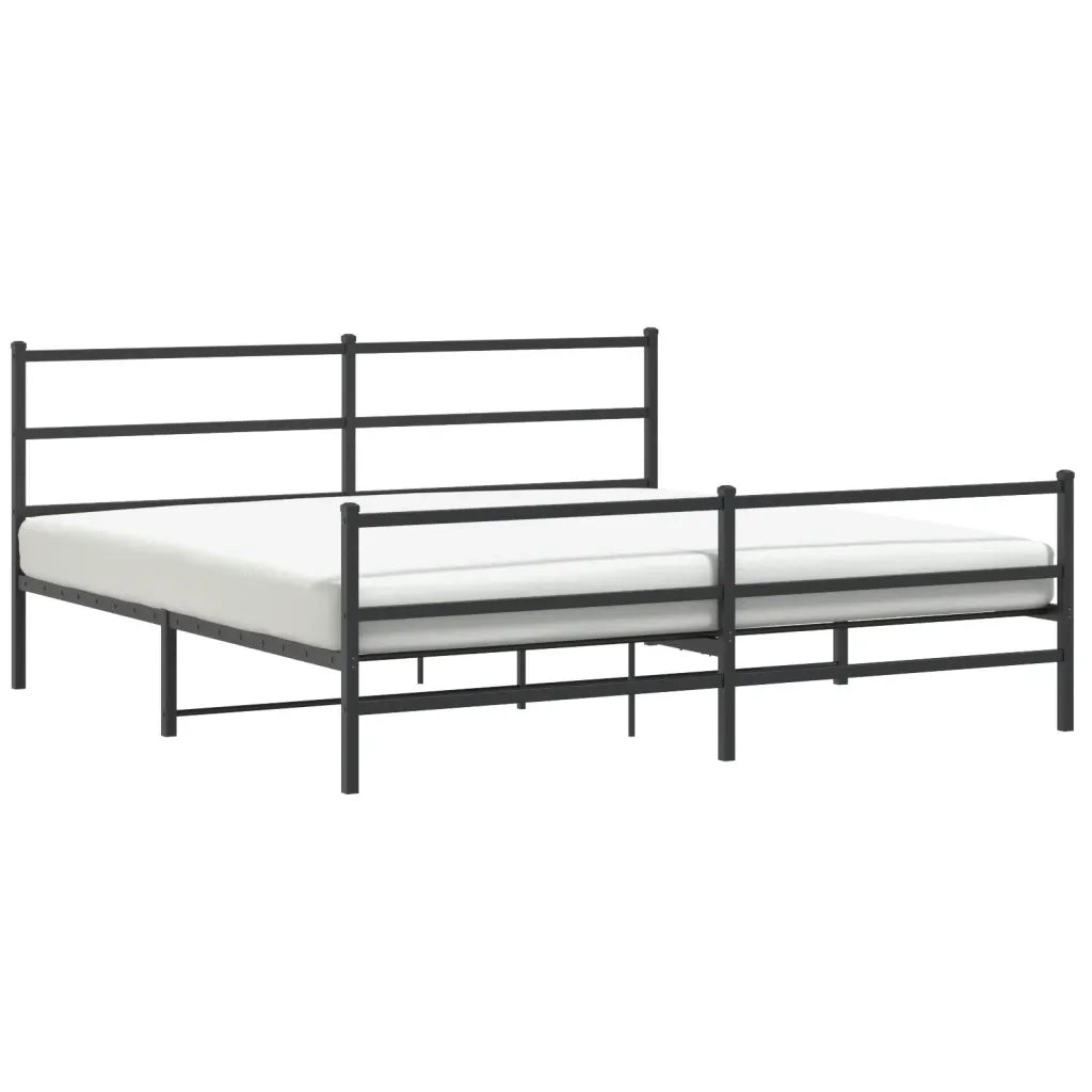 Letto matrimoniale | Letto per adulti | Giroletto con Testiera e Pediera Metallo Nero 200x200 cm
