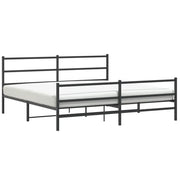 Letto matrimoniale | Letto per adulti | Giroletto con Testiera e Pediera Metallo Nero 200x200 cm