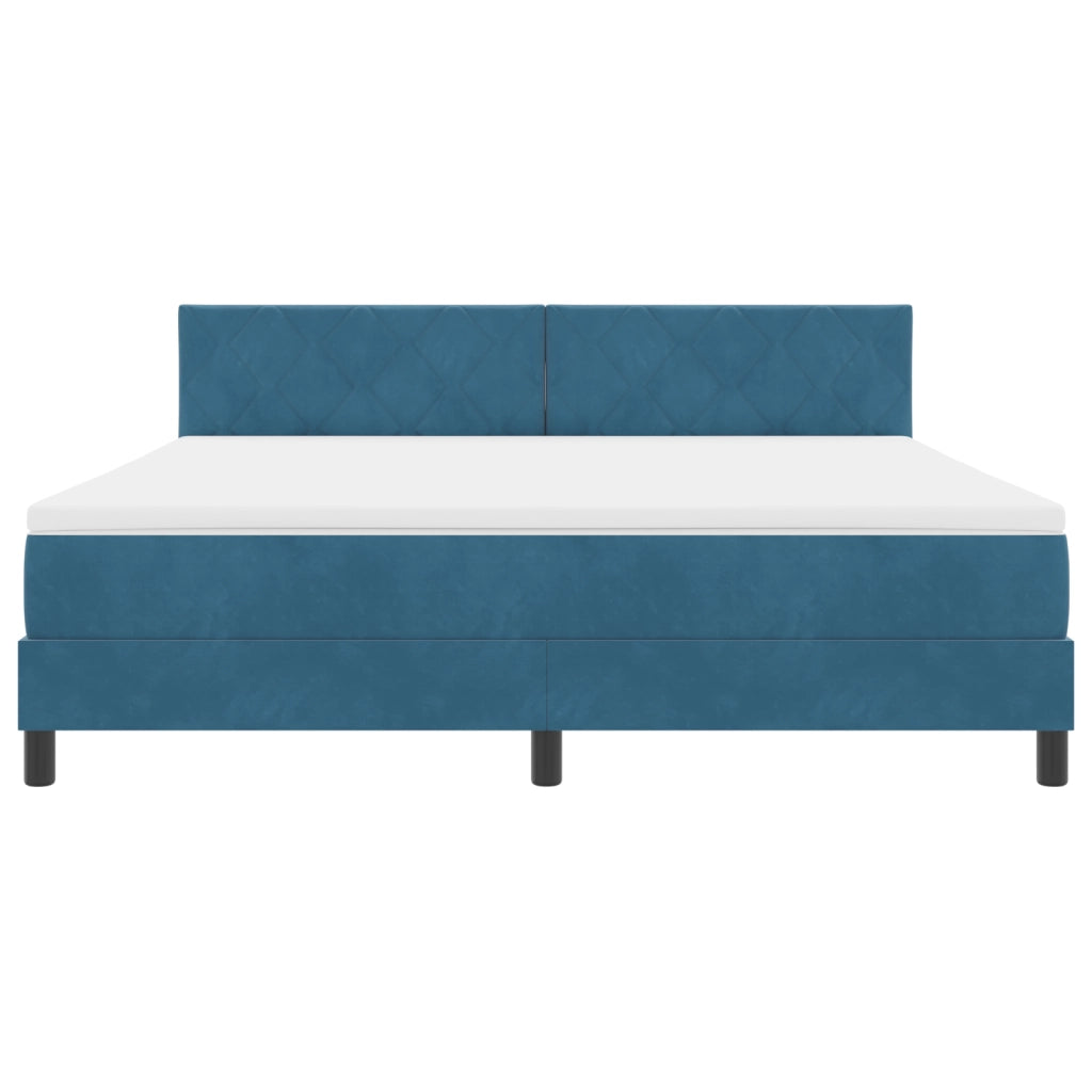 Letto Box Spring con Materasso e LED Blu Scuro 180x200 cm Velluto