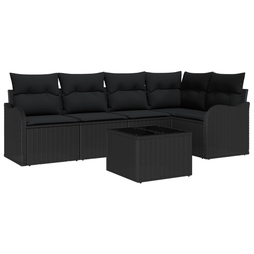 Set di divani da giardino 6 pezzi con cuscini beige polyrattan