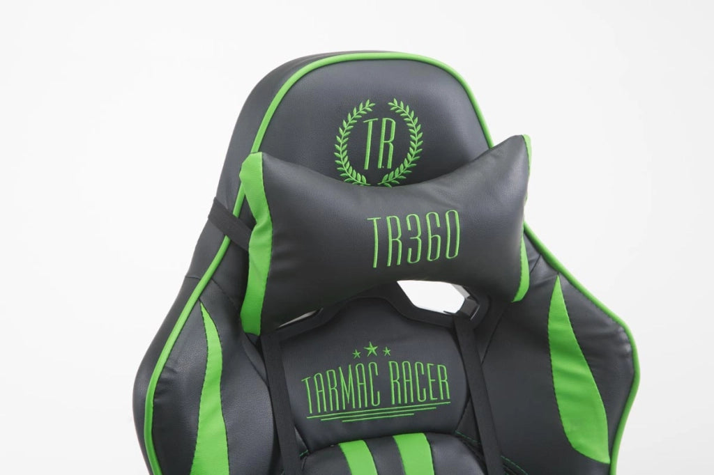 Sedia ufficio Racing Limit in similpelle Nero/verde,Con poggiapiedi