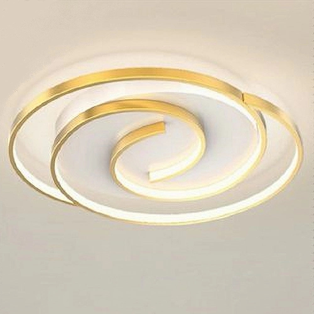 Trade Shop - Plafoniera Led 45w Cerchio Spirale Vortice Oro Lampadario Soffitto Luce 4000k 70630 -