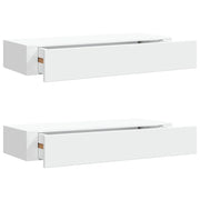 2 pz Scaffali con Cassetti da Parete | Mensola sospesa Bianchi 60x23,5x10 cm MDF