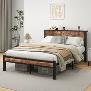 Letto 140x200 cm con contenitore e senza box spring in MDF e metallo marrone antico