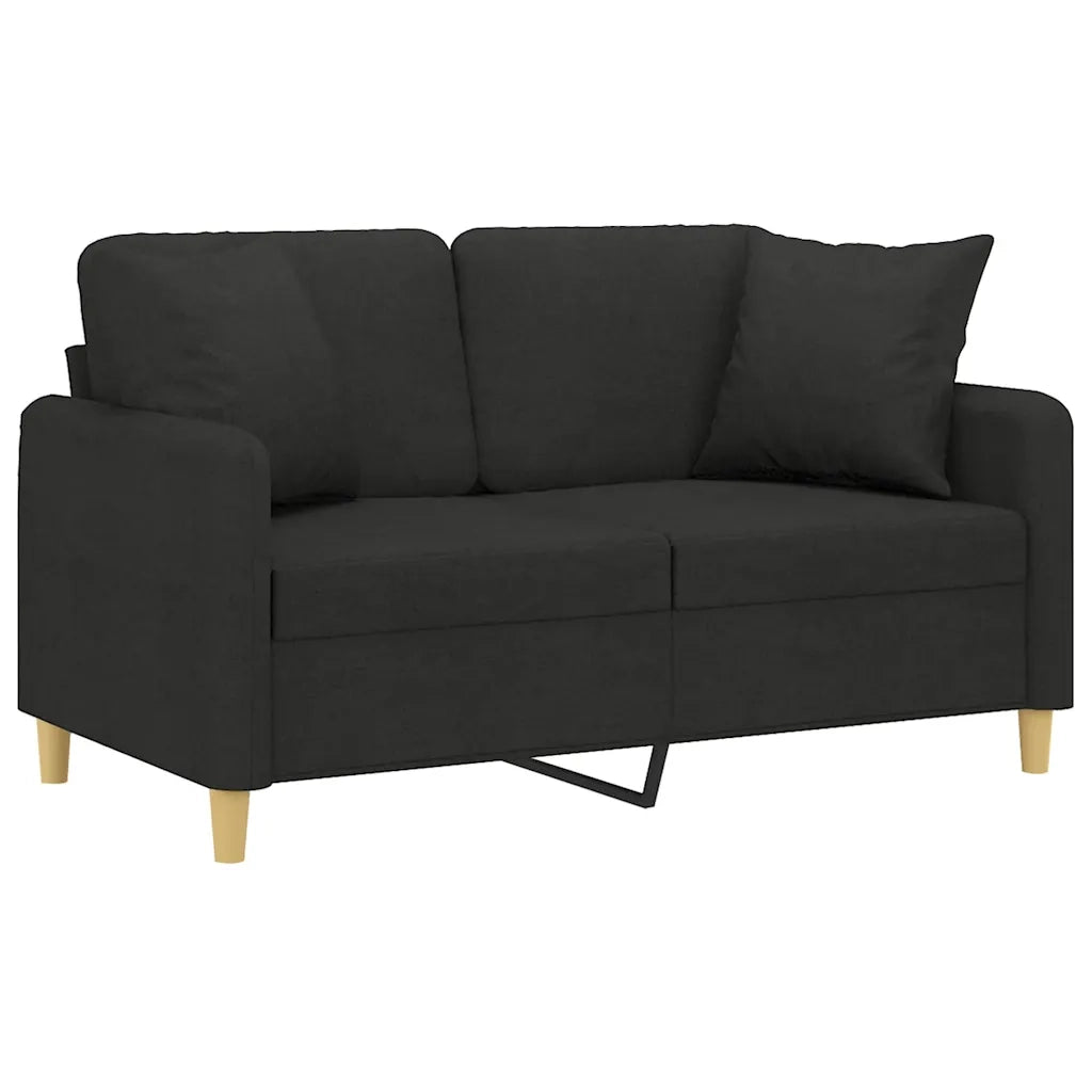 Divano | Divano da soggiorno | Sofa a 2 Posti con Cuscini Nero 120 cm in Tessuto