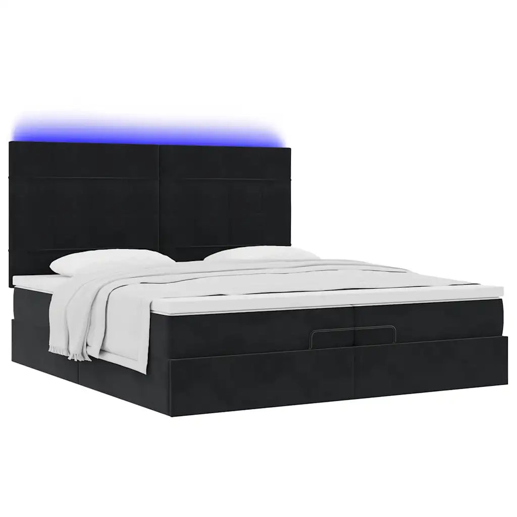 Struttura Letto Pouf con Materassi Nero 200x200 cm Velluto 3314344