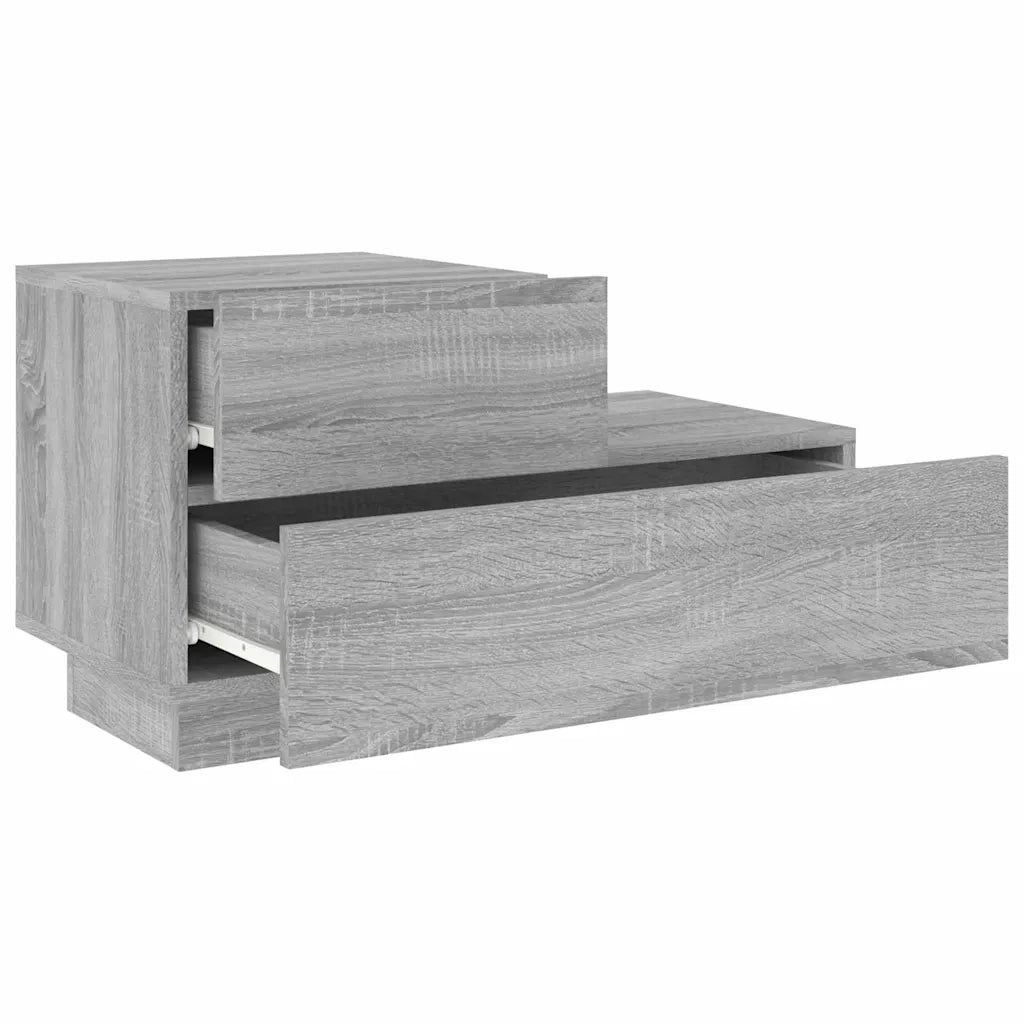 Comodino con Luci LED-Tavolino da notte Grigio Sonoma 70x36x40,5 cm