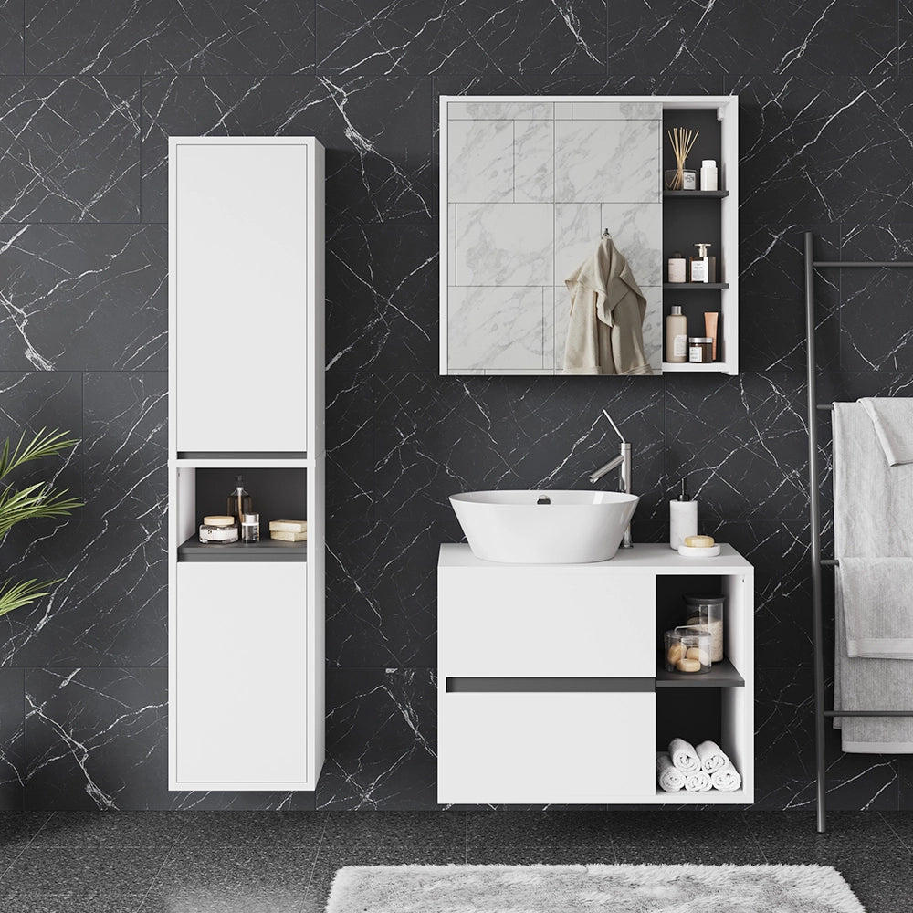 Vicco Set di mobili da bagno Bianco/Grigio 3 parti