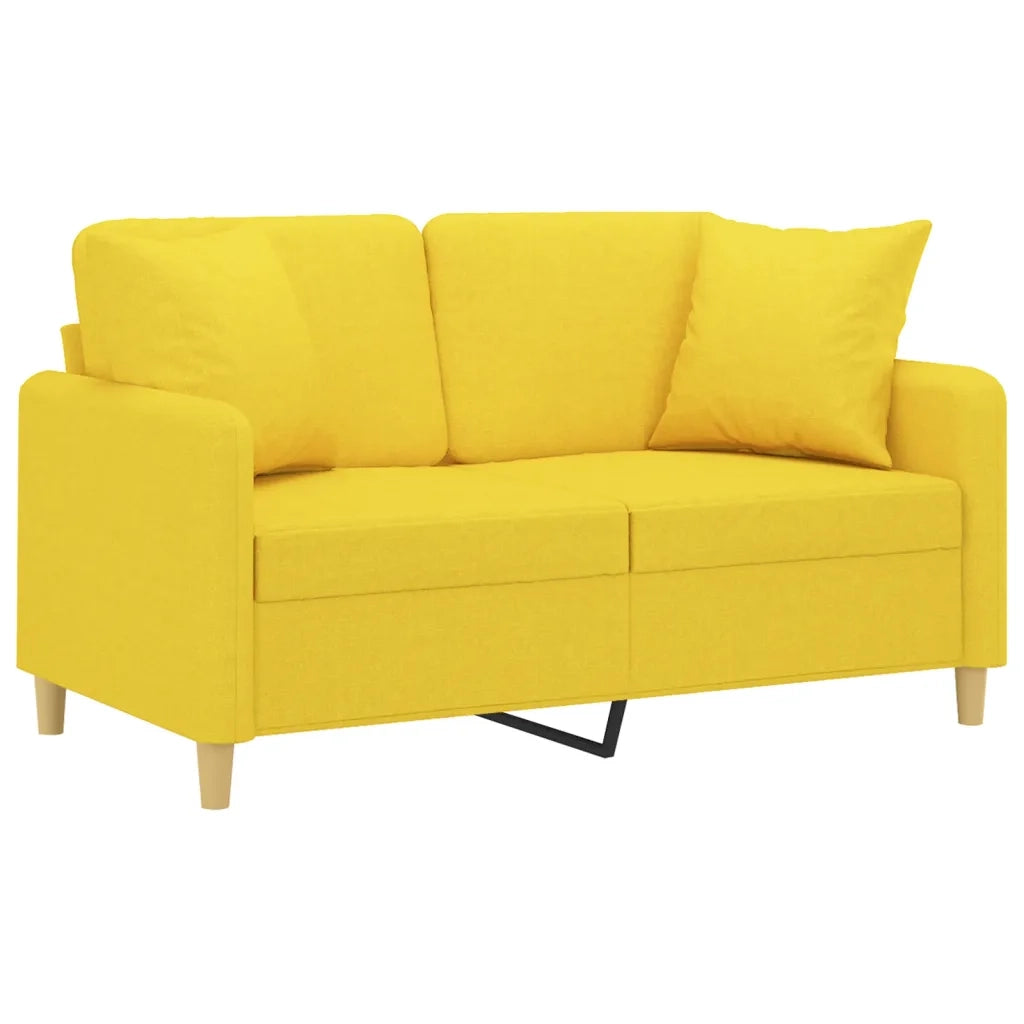 Divano a 2 Posti con Cuscini Giallo Chiaro 120 cm in Tessutocod mxl 118942