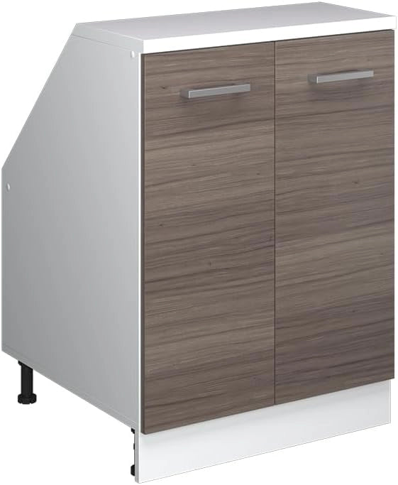 Mobile sottotetto Rion, Grigio nobile, 60 x 81.6 cm con 2 porte, carcassa 60 cm profondità, adatto per il salvaspazio sotto tetti spioventi