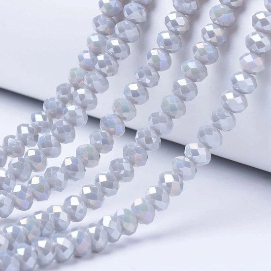 Facette Rondelle in Vetro - 10 Filamenti - Spaziatori AB Colorati - 4 mm Di Amm - Per Creare Gioielli in Proprietà - Qualità Ottima del Vetro - Gioielli in Vetro
