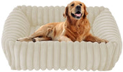 Letto per cani per piccoli e medi cani, 63x53x18cm Cuscino per cani lavabile, Letto per cani con superficie antiscivolo e bordo alto, Bianco