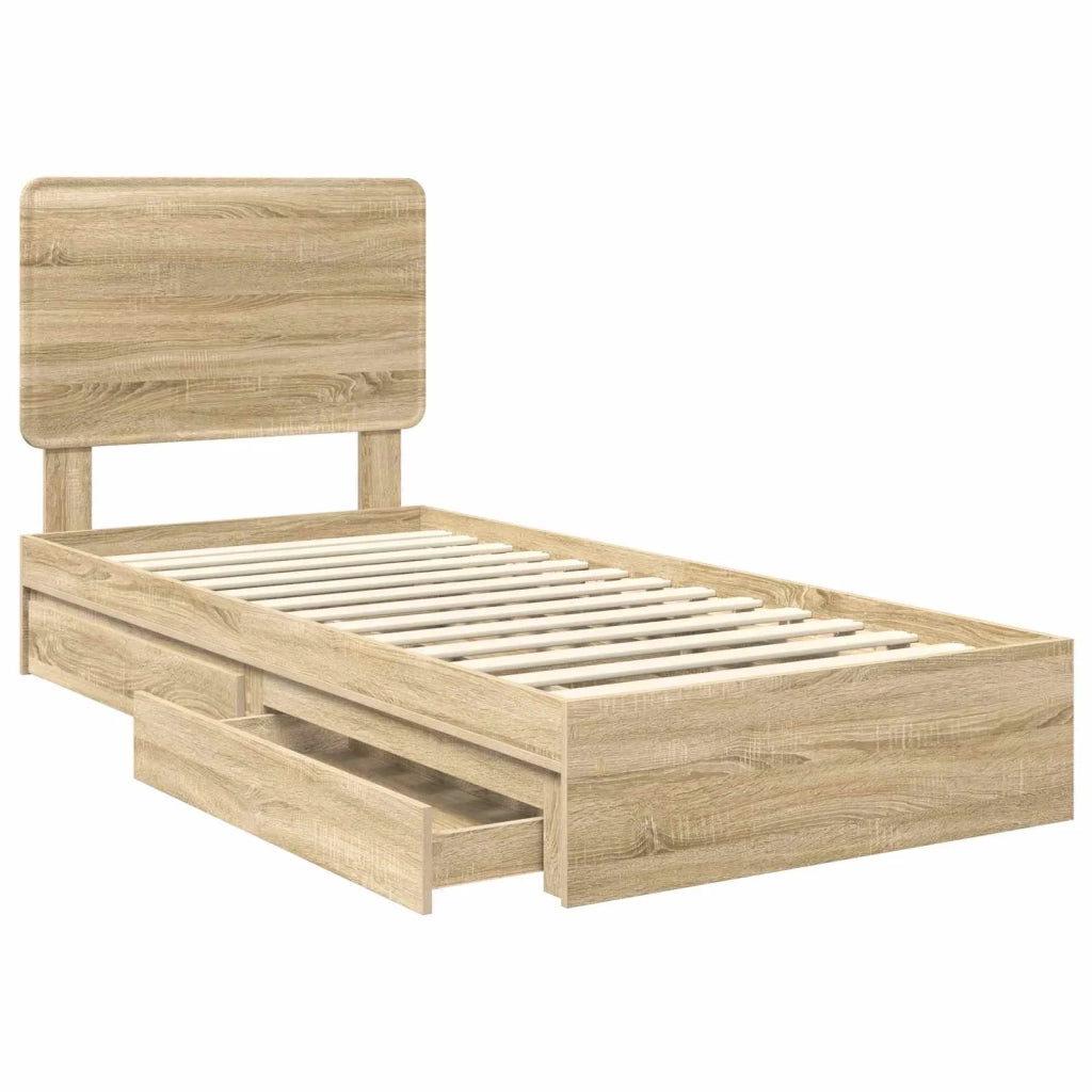 Letto con Contenitore con testiera Rovere Sonoma 100 x 200 cm