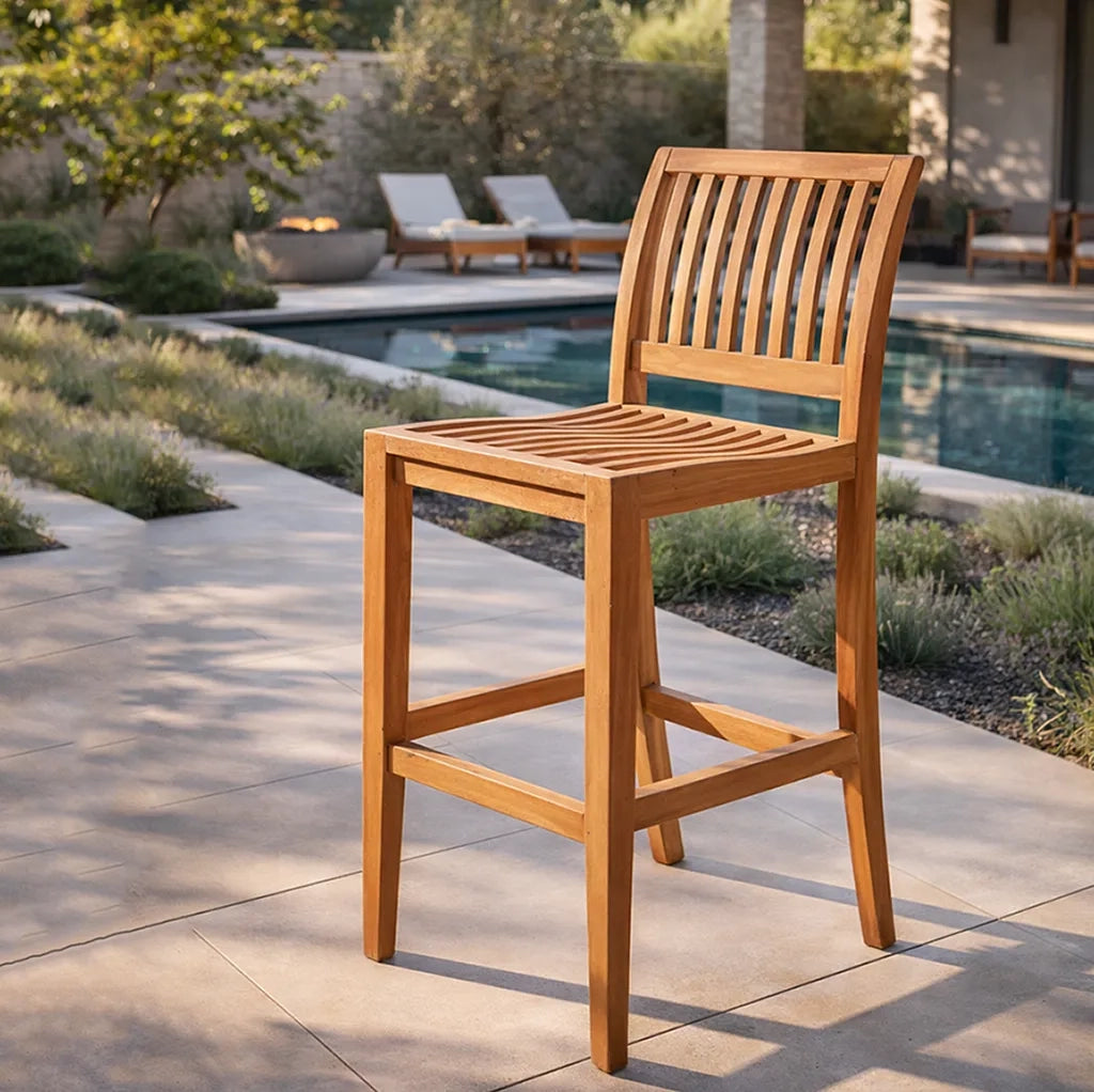 Sgabello alto da esterno in Legno Teak - Tabouret