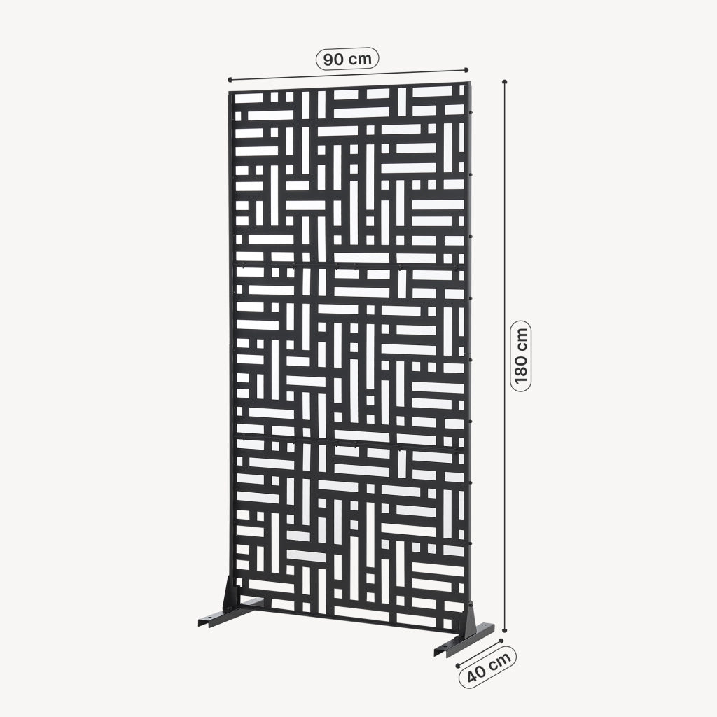 Pannello Divisorio Bernalda Struttura Traforata in Acciaio 180 x 90 cm Nero casa.pro