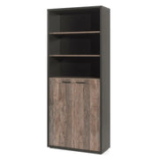 Biblioteca da ufficio SOON – 2 porte e 4 scaffali – Rovere invecchiato & nero – L90 x H216 x P40 cm