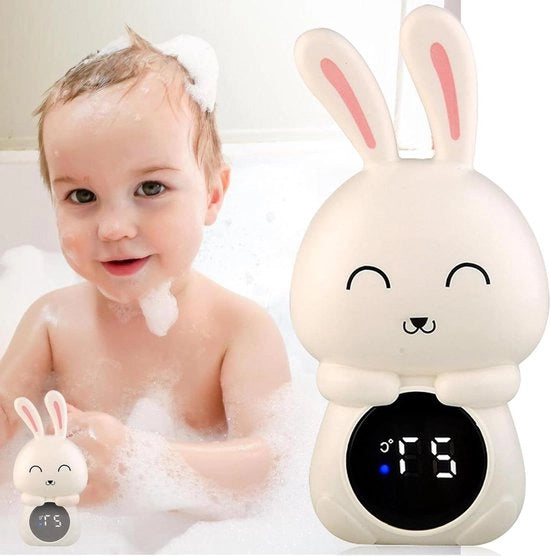Termostato acqua per bambini con display LED e forma coniglio sicura per bambini - termometro bagno digitale con segnalazione di allarme.
